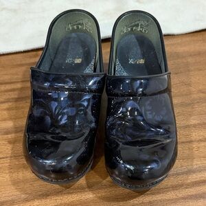 Dansko Black Patent Leather Clogs